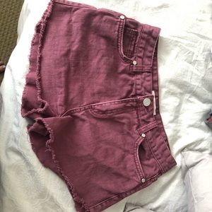 Maroon high waisted jean shorts